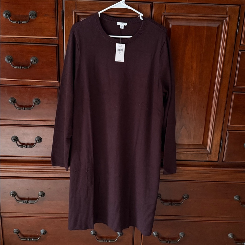 J. Jill Navy Brown Sweater Mini Dress, XL, NWT